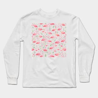 Pink Floral Flamingos! Long Sleeve T-Shirt